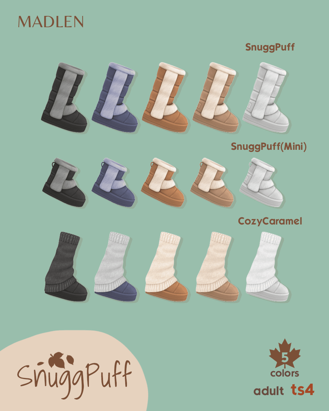 Галерея мода Сет обуви Snugg Puff Set #1